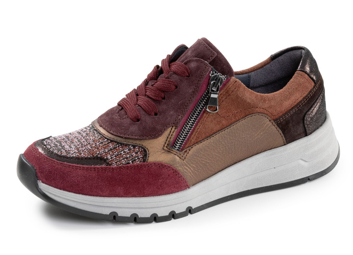 Slipper & Schnürschuhe - Waldläufer, bequeme Damen-Sneaker, Weite H, mit herausnehmbarem Fußbett, in Größe 3 1/2 bis 8, in Farbe BORDEAUX-BUNT Ansicht 1