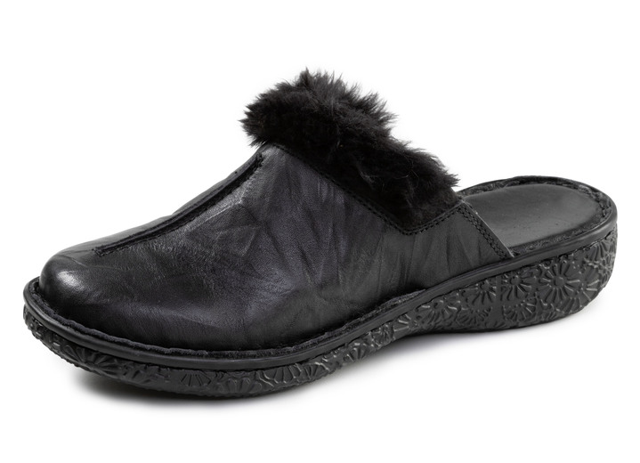 Sandaletten & Pantoletten - ELENA EDEN, klassische Damen-Clogs, Weite G, mit Plüsch, in Größe 036 bis 042, in Farbe BURGUND Ansicht 4