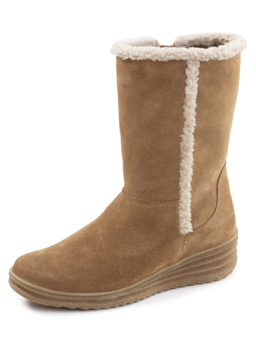 Stiefel & Stiefeletten - ELENA EDEN, gefütterte Damen-Stiefel, Winterschuhe, Weite H, mit Lammfell, in Größe 036 bis 042, in Farbe BRAUN-BEIGE Ansicht 1