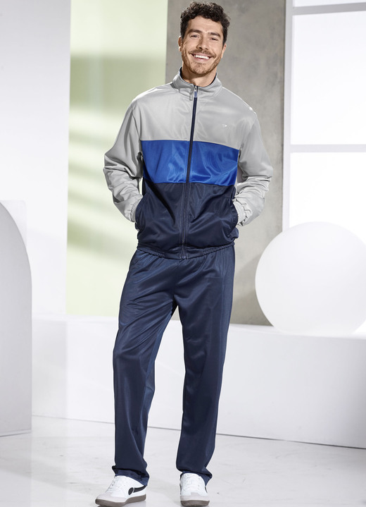 Freizeitanzüge - Freizeitanzug mit elastischen Bund, in Größe 3XL (58) bis XXL (56), in Farbe GRAU-ROYALBLAU-MARINE Ansicht 3