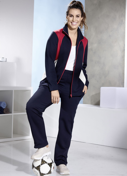 Freizeitanzüge - Freizeitanzug mit Seitentaschen, in Größe 019 bis 052, in Farbe MARINE-ROT-NATUR Ansicht 2