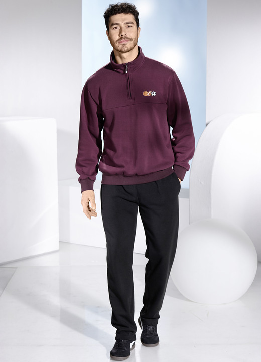 Freizeitanzüge - Freizeitset mit kurzem Reißverschluss, in Größe 3XL (58) bis XXL (56), in Farbe BORDEAUX-SCHWARZ Ansicht 3