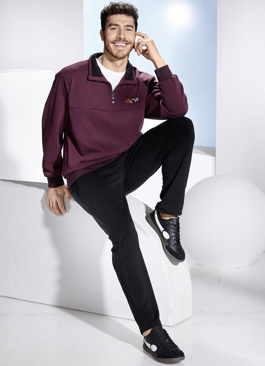 Freizeitanzüge - Freizeitset mit kurzem Reißverschluss, in Größe 3XL (58) bis XXL (56), in Farbe BORDEAUX-SCHWARZ Ansicht 2