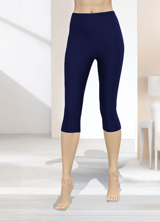 Homewear & Freizeitmode - Capri-Leggings in Schlupfform, in Größe 036 bis 054, in Farbe NACHTBLAU Ansicht 1