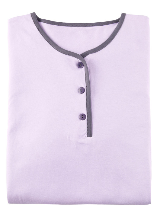 Langarm - Nachthemd, Langarm mit Knopfleiste, in Größe 036 bis 054, in Farbe BLEU Ansicht 4