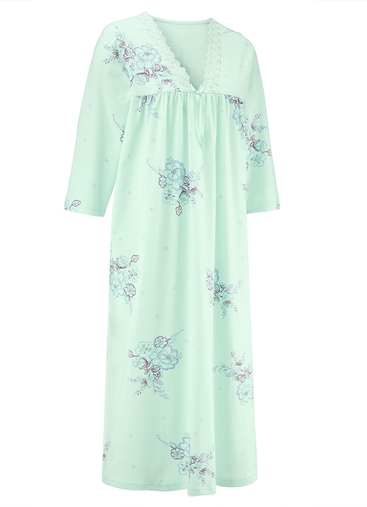 Langarm - Nachthemd, 3/4-lange Ärmel und V-Ausschnitt, in Größe 038 bis 060, in Farbe MAGNOLIE-BUNT Ansicht 7