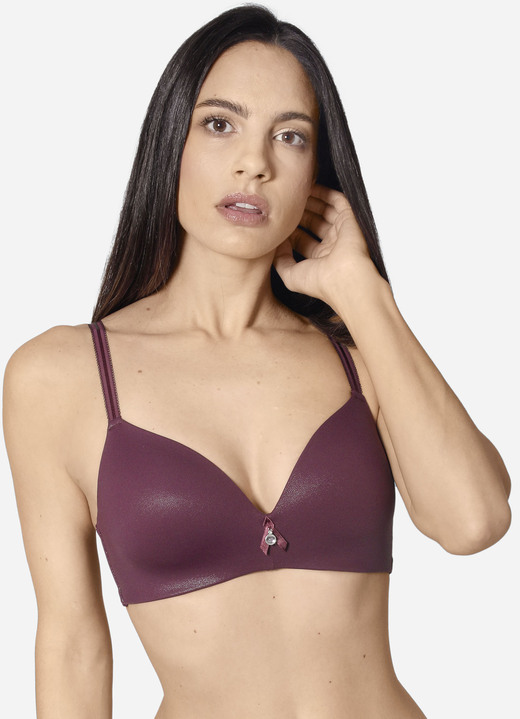 Soft-BH - Edel schimmernder Sassa BH, in Größe 075 bis 095, in Cup B, in Farbe BORDEAUX Ansicht 1