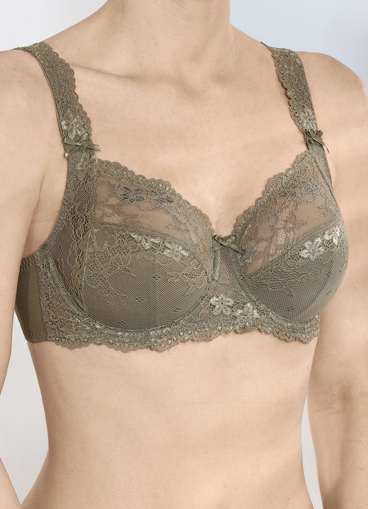 Bügel-BH - LingaDore Bügel-BH mit elastischer Spitze, in Größe 075 bis 105, in Cup E, in Farbe OLIV Ansicht 5