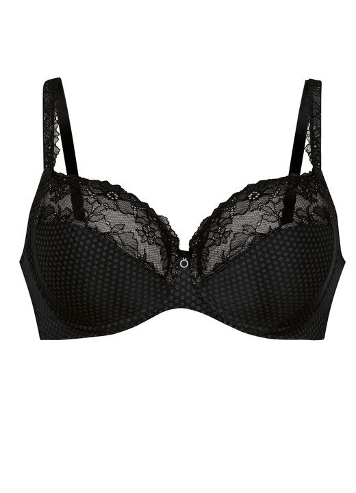 Bügel-BH - Rosa Faia Bügel-BH mit elastischer Spitze Ansicht 4 Bügel-BH - Rosa Faia Bügel-BH mit elastischer Spitze, in Größe 075 bis 105, in Cup E, in Farbe SCHWARZ-PUDER Ansicht 4