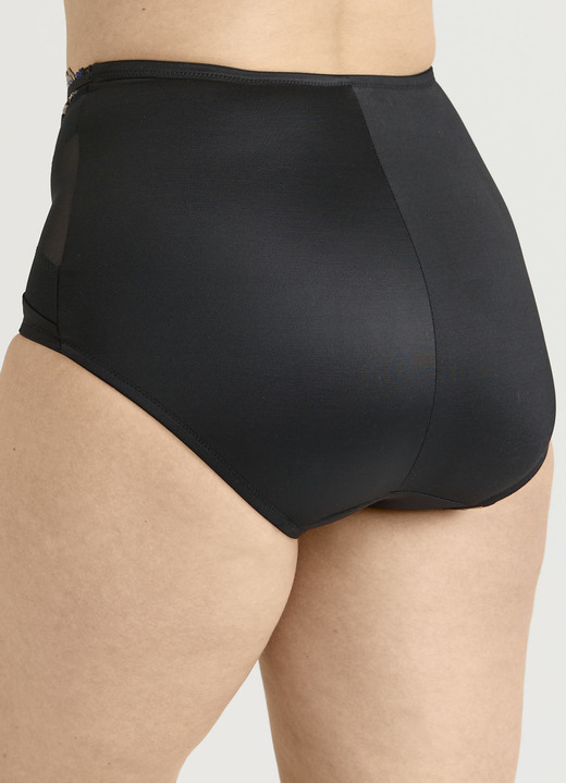 Miederhosen - Miss Mary Miederslip mit effektvoller Tüllstickereispitze, in Größe 038 bis 050, in Farbe SCHWARZ Ansicht 3