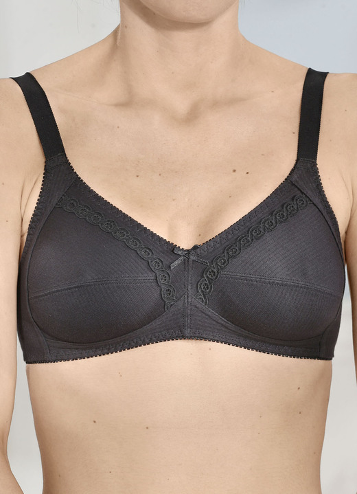 Soft-BH - Naturana Zweierpack  BH mit dekorativem Spitzenband in den Cups, in Größe 075 bis 100, in Cup B, in Farbe 2X WEISS Ansicht 11