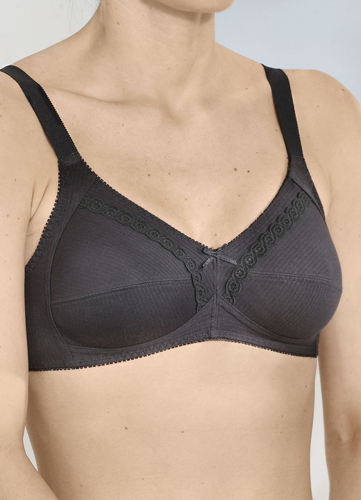 Soft-BH - Naturana Zweierpack  BH mit dekorativem Spitzenband in den Cups, in Größe 075 bis 100, in Cup B, in Farbe 2X WEISS Ansicht 8