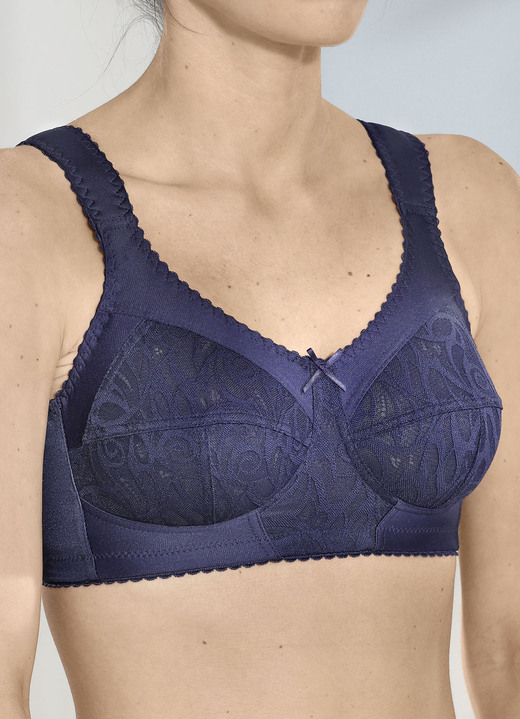 Soft-BH - BH mit unterlegter Elastikspitze, in Größe 080 bis 110, in Cup B, in Farbe MARINE Ansicht 1