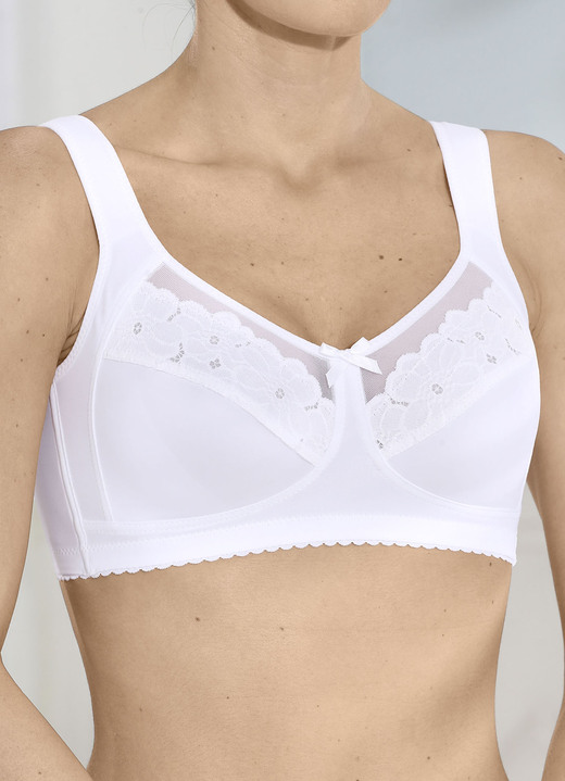 Soft-BH - BH mit Elastikspitze , in Größe 080 bis 105, in Cup D, in Farbe WEISS Ansicht 1