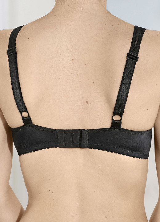 Bügel-BH - Laurina Bügel-BH mit Elastikspitze, in Größe 075 bis 100, in Cup D, in Farbe SCHWARZ Ansicht 2