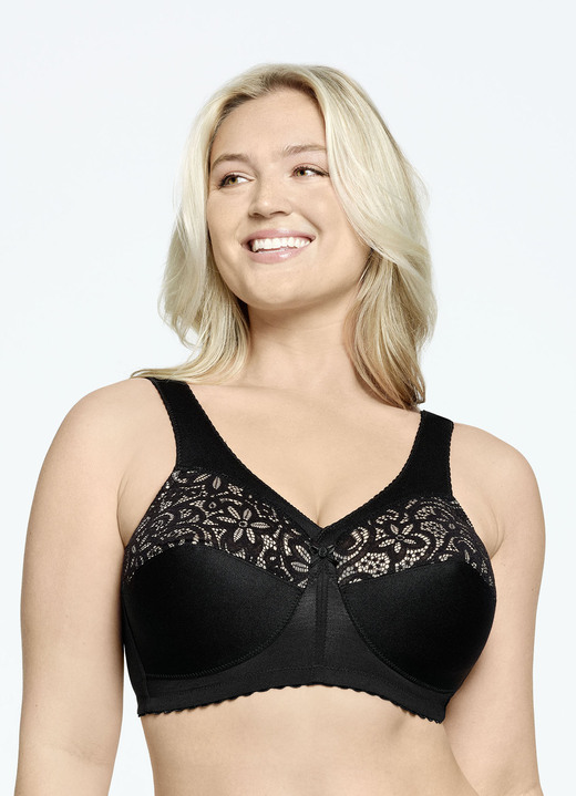 Soft-BH - Glamorise Stütz-BH mit Stickereispitze, in Größe 080 bis 130, in Cup I, in Farbe WEISS Ansicht 6