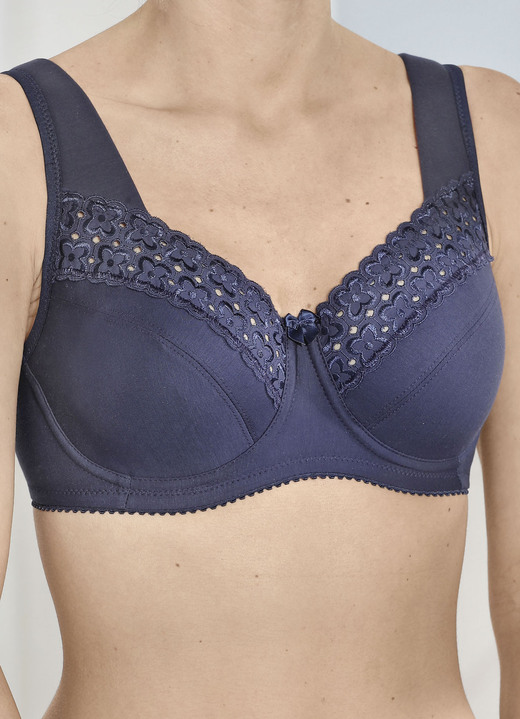 Bügel-BH - Miss Mary Bügel-BH mit hübscher Stickerei, in Größe 075 bis 105, in Cup B, in Farbe MARINE Ansicht 3
