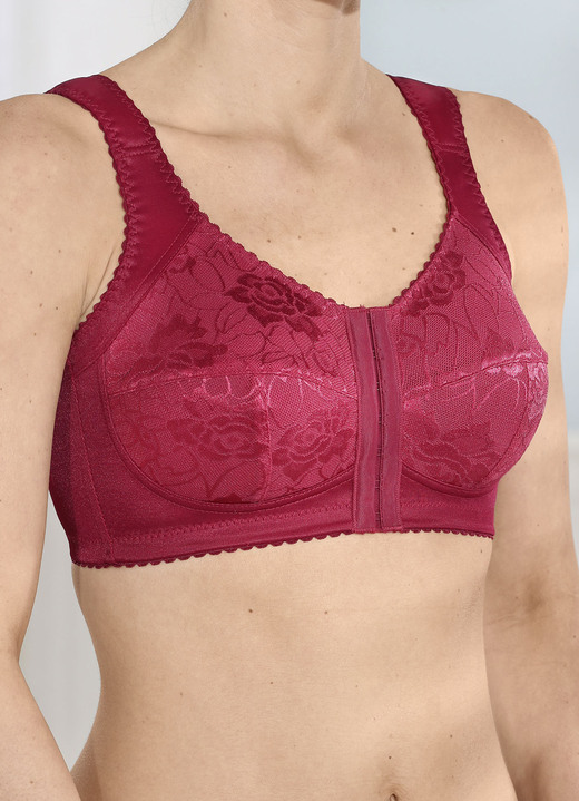 Soft-BH - BH mit praktischem Vorderverschluss Ansicht 1 Soft-BH - BH mit praktischem Vorderverschluss, in Größe 080 bis 120, in Cup E, in Farbe BORDEAUX Ansicht 1