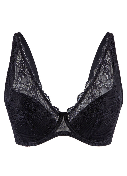 Bügel-BH - LingaDore Bügel-BH mit zarter Elastikspitze, in Größe 075 bis 095, in Cup E, in Farbe SCHWARZ Ansicht 4