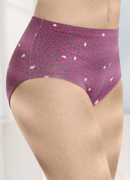 Slips - Laurina Viererpack Slips mit buntem Druckdessin, in Größe 038 bis 056, in Farbe ZYKLAM-ANTHRAZIT-BEIGE Ansicht 2