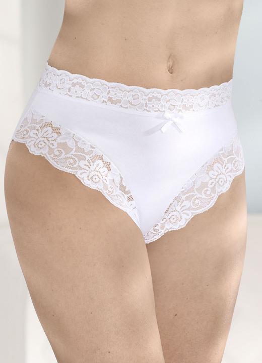 Slips - Viererpack Slips mit elastischer Spitze, in Größe 036 bis 050, in Farbe 2X WEISS, 2X SCHWARZ Ansicht 1