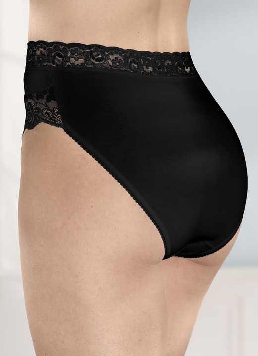 Slips - Viererpack Slips mit elastischer Spitze, in Größe 036 bis 050, in Farbe 2X WEISS, 2X SCHWARZ Ansicht 4