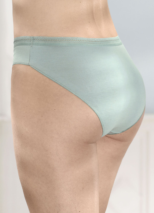 Slips - Viererpack Slips mit dekorativem Elastikbund, in Größe 036 bis 050, in Farbe 2X JADE, 2X WEISS Ansicht 1