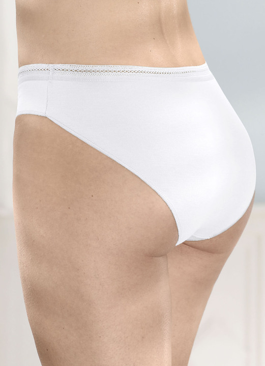 Slips - Viererpack Slips mit dekorativem Elastikbund, in Größe 036 bis 050, in Farbe 2X JADE, 2X WEISS Ansicht 3