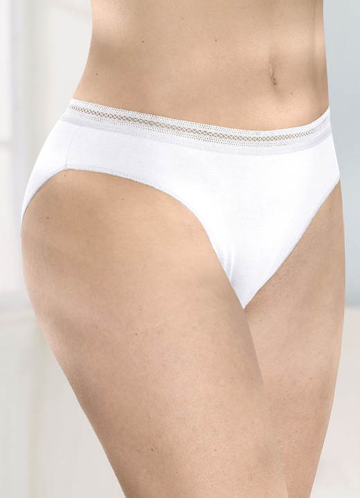 Slips - Viererpack Slips mit dekorativem Elastikbund, in Größe 036 bis 050, in Farbe 2X JADE, 2X WEISS Ansicht 4