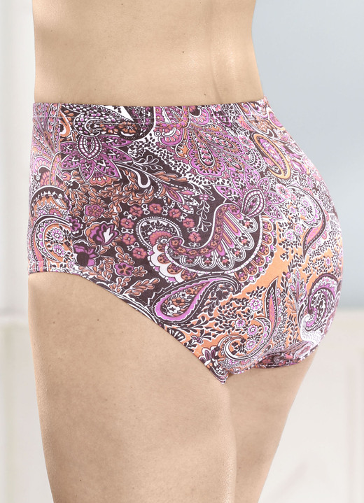 Slips - Fünferpack Slips mit Paisley-Dessin, in Größe 038 bis 056, in Farbe BRAUN-ORANGE-BUNT Ansicht 1