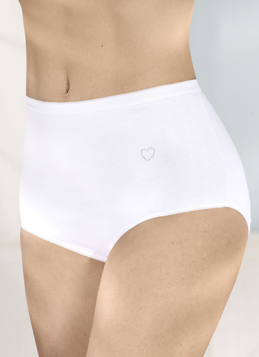 Slips - Viererpack Slips mit kleinem Strassherz im Vorderteil, in Größe 038 bis 056, in Farbe WEISS Ansicht 1