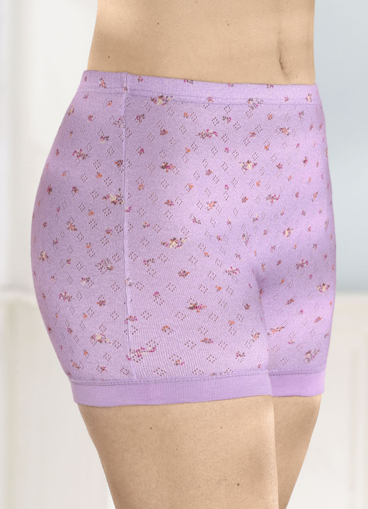 Wäsche - Viererpack Schlüpfer mit feinerm Ajour-Dessin, in Größe 038 bis 056, in Farbe 2X FLIEDER, 2X APRICOT Ansicht 1