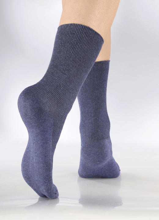 Strümpfe & Strumpfhosen - Sechserpack Socken mit druckfreiem Bund, in Größe 1 (Schuhgr.35-38) bis 3 (Schuhgr.43-46), in Farbe 2X JEANSBLAU MEL., 2X INDIGOBLAU MEL., 2X MARINE Ansicht 1