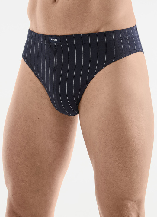 Slips & Unterhosen - Viererpack Slips mit Streifendessin, in Größe 3XL bis XXL, in Farbe 1X MARINE, 1X SCHWARZ, 1X ANTHRAZIT MELIERT, 1X GRAU MELIERT Ansicht 1