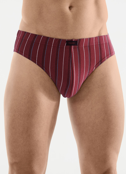 Slips & Unterhosen - Sechserpack Slips mit Streifendessin, in Größe 3XL (9) bis XXL (8), in Farbe 1X SCHWARZ-,1X BORDEAUX-, 1X INDIGO-BUNT, 3X UNI SCHWARZ Ansicht 3