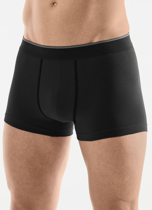 Pants & Boxershorts - Viererpack Pants mit Elastikbund, in Größe L (6) bis XXL (8), in Farbe 1X WEINROT, 1X SMARAGD, 1X SCHWARZ, 1X SCHIEFER Ansicht 4