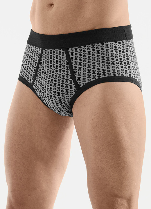 Slips & Unterhosen - Viererpack Slips mit Softbund, in Größe 005 bis 011, in Farbe 2X GRAU-SCHWARZ, 2X SCHWARZ-GRAU Ansicht 1