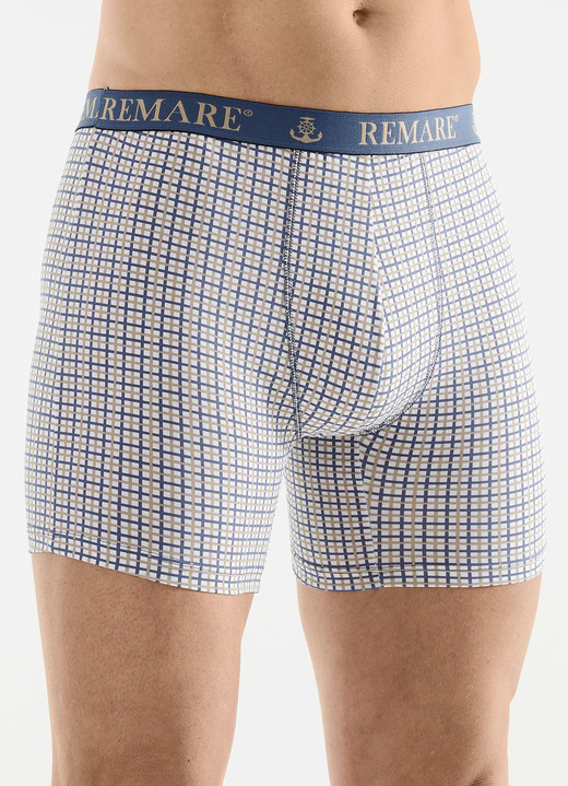Pants & Boxershorts - Dreierpack Pants mit Karodessin, in Größe 005 bis 011, in Farbe 2X WEISS-SAND-BLAU, 1X WEISS-SAND-SCHWARZ Ansicht 1