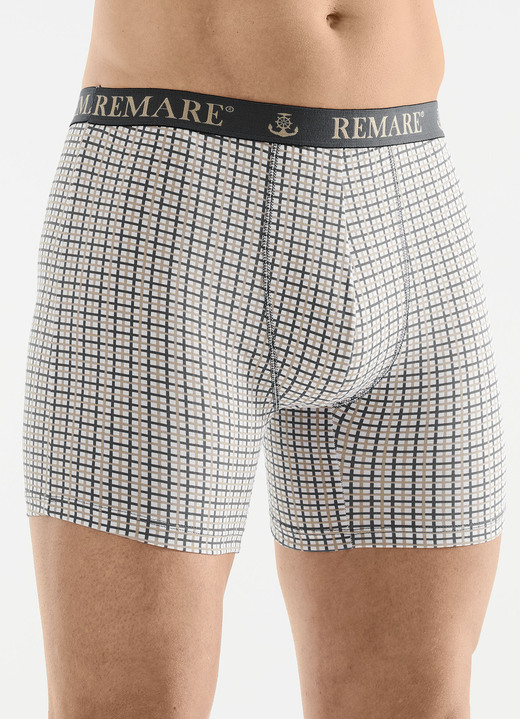 Pants & Boxershorts - Dreierpack Pants mit Karodessin, in Größe 005 bis 011, in Farbe 2X WEISS-SAND-BLAU, 1X WEISS-SAND-SCHWARZ Ansicht 2