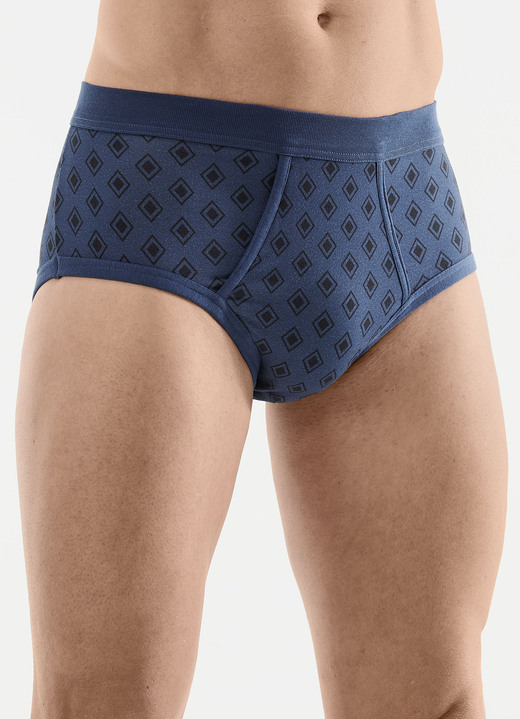 Slips & Unterhosen - Dreierpack Slips mit Softbund, in Größe 005 bis 011, in Farbe 3X INDIGOBLAU-SCHWARZ