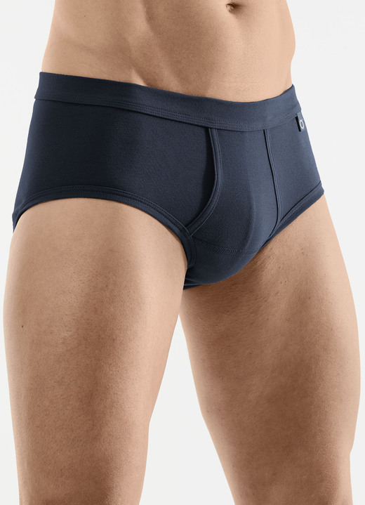 Slips & Unterhosen - Pfeilring Dreierpack Slips aus Feinripp, in Größe 005 bis 014, in Farbe 2X JEANSBLAU, 1X MARINE Ansicht 2