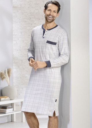 Nachthemd mit Knopfleiste und Bündchen