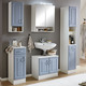 Badezimmermöbel - Hervorragendes Badmöbel-Programm aus deutscher Herstellung, in Farbe WEISS-KASCHMIR, in Ausführung Unterschrank, Landhaus-Design – Farbe WEISS-BLAU – Ansicht 2