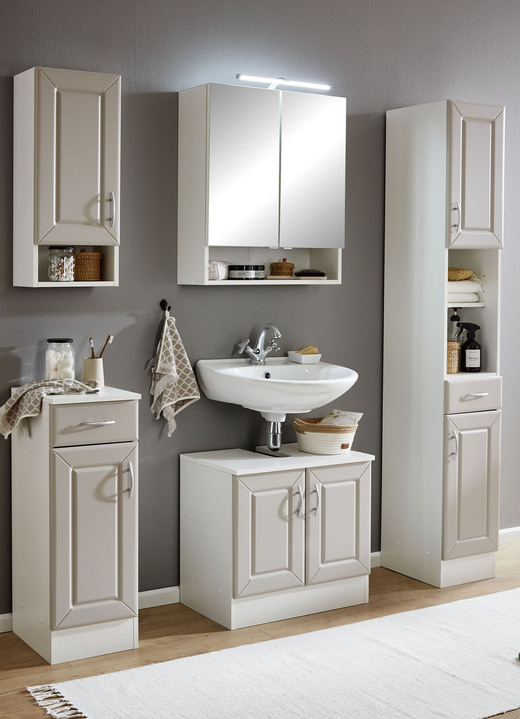 Badezimmermöbel - Hervorragendes Badmöbel-Programm aus deutscher Herstellung, in Farbe WEISS-KASCHMIR, in Ausführung Unterschrank, Landhaus-Design Ansicht 5