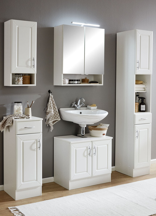 Badezimmermöbel - Hervorragendes Badmöbel-Programm aus deutscher Herstellung, in Farbe WEISS-KASCHMIR, in Ausführung Unterschrank, Landhaus-Design Ansicht 7