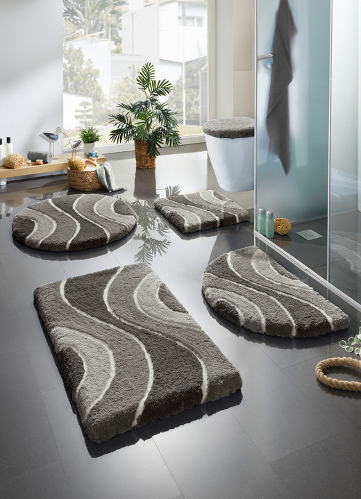 Badgarnituren - Herrlich weiche Badgarnitur, in Größe 100 (Vorleger halbrund, 50/ 80 cm) bis 112 (WC-Deckelbezug, 47/ 50 cm), in Farbe ANTHRAZIT Ansicht 2