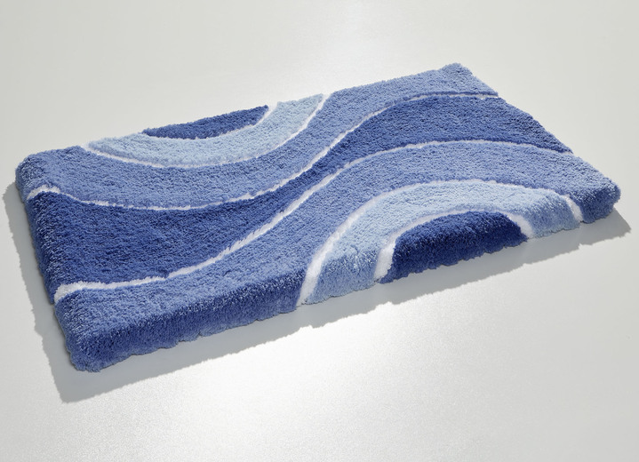 Badgarnituren - Herrlich weiche Badgarnitur, in Größe 100 (Vorleger halbrund, 50/ 80 cm) bis 112 (WC-Deckelbezug, 47/ 50 cm), in Farbe BLAU Ansicht 3
