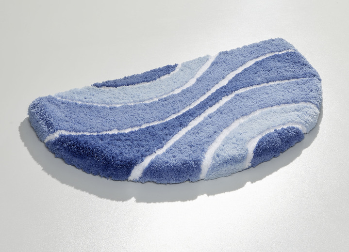 Badgarnituren - Herrlich weiche Badgarnitur, in Größe 100 (Vorleger halbrund, 50/ 80 cm) bis 112 (WC-Deckelbezug, 47/ 50 cm), in Farbe BLAU Ansicht 1