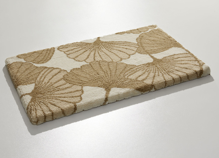 Badgarnituren - Badgarnitur mit Ginkgoblätter-Motiv, in Größe 100 (Vorleger halbrund, 50/ 80 cm) bis 112 (WC-Deckelbezug, 47/ 50 cm), in Farbe CAPPUCCINO Ansicht 1