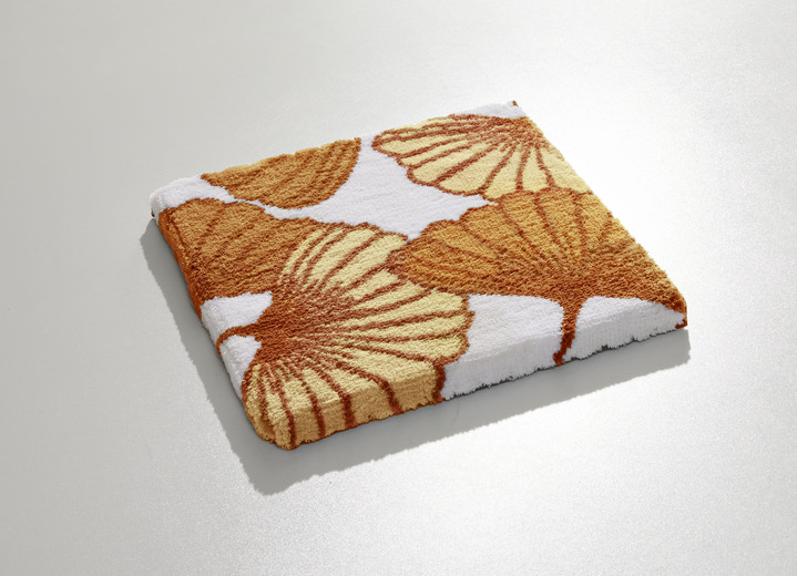 Badgarnituren - Badgarnitur mit Ginkgoblätter-Motiv, in Größe 100 (Vorleger halbrund, 50/ 80 cm) bis 112 (WC-Deckelbezug, 47/ 50 cm), in Farbe CAPPUCCINO Ansicht 20